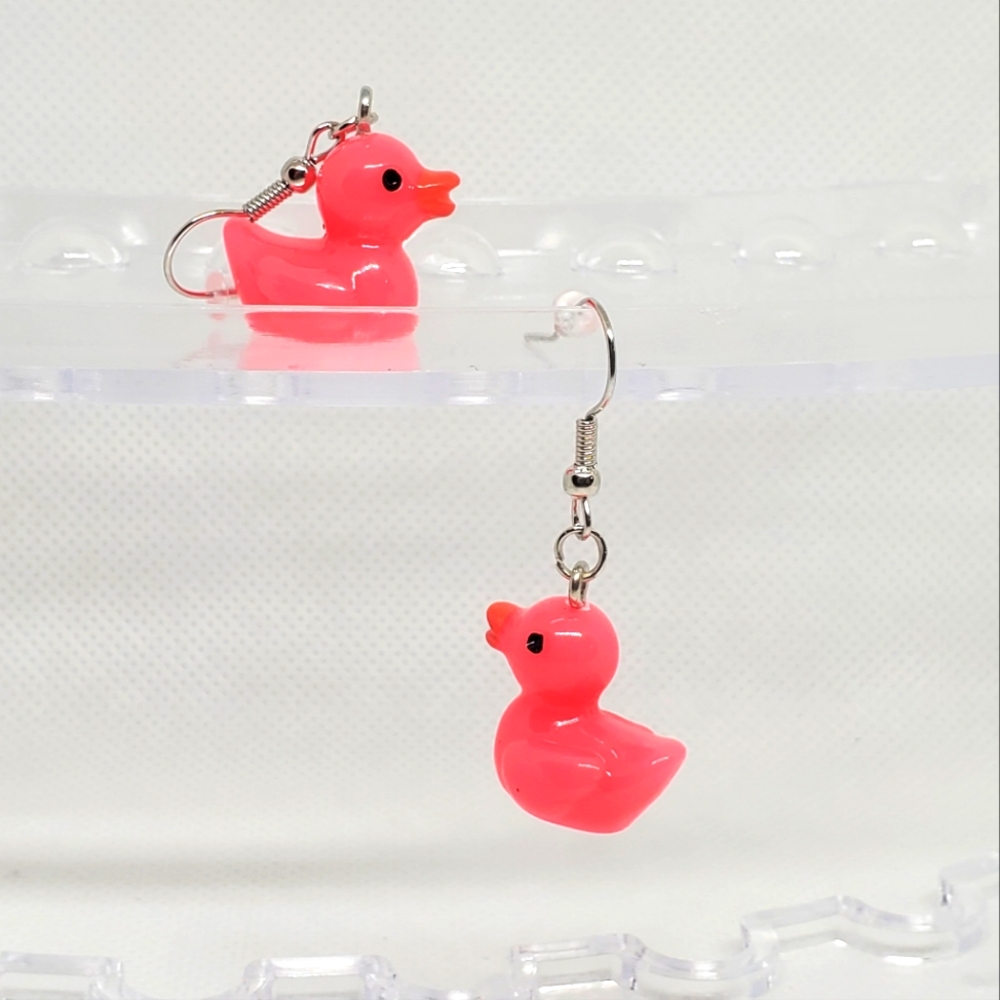 7/$10 Pink Duck Earrings, New